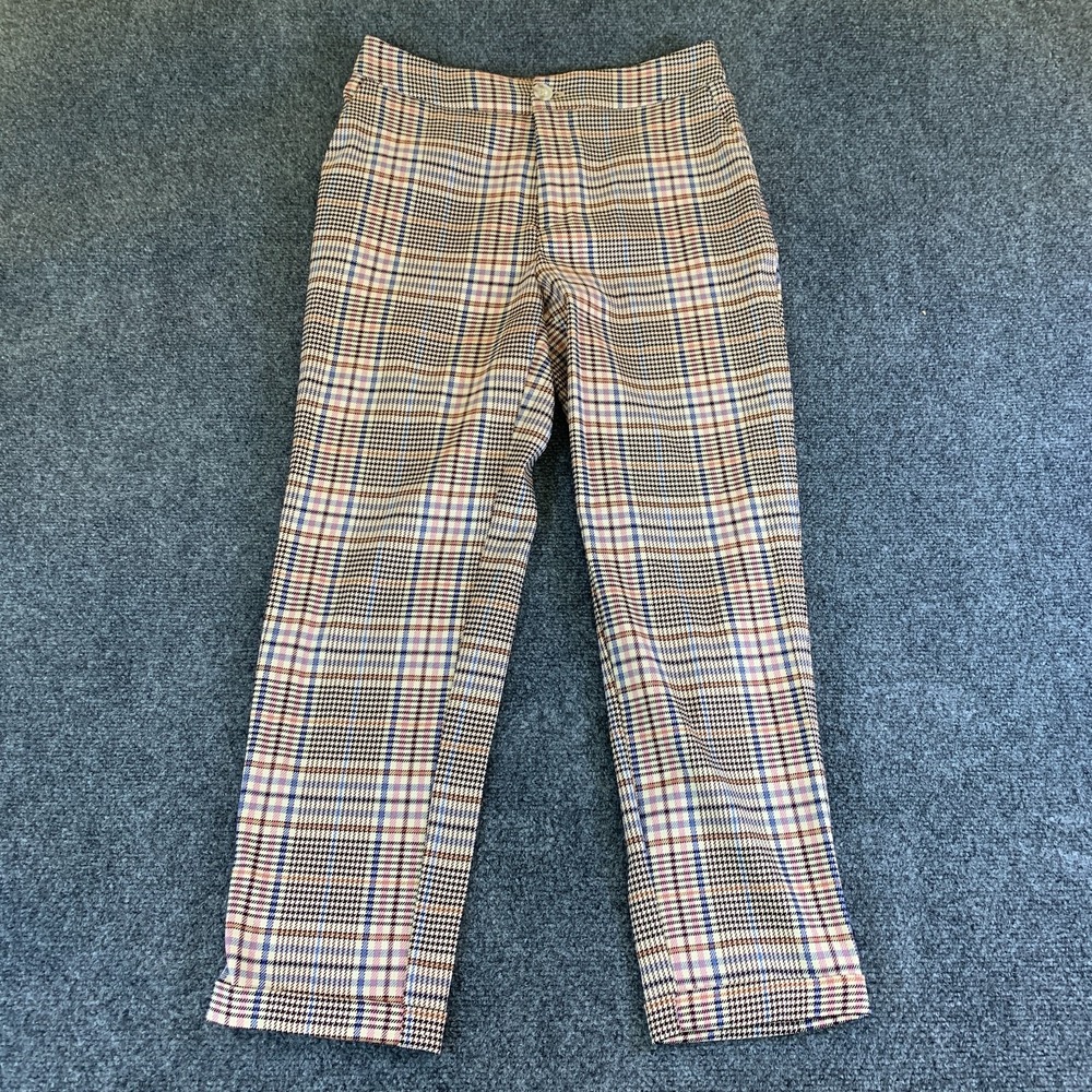 Anthropologie Malcolm Pants Womens 6 Multicolor Plaid Stretch Tapered Slim Fit